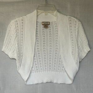 Arizona Jean Company White Cropped Cardigan Sweater, size XL